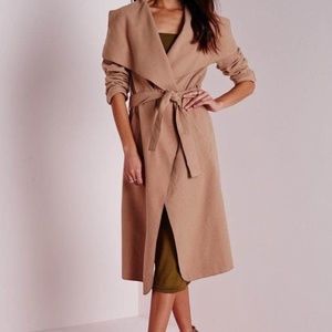 Misguided Belted Camel Waterfall Coat
